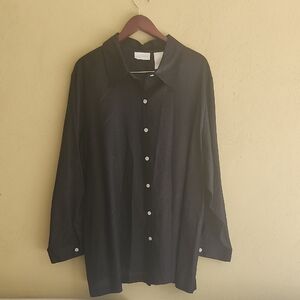 Lucy Pereda Vtg Black Blouse 100% Linen